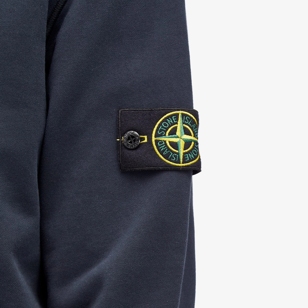 Stone Island Men's Cotton Fleece Garment Dyed Hoodie Navy Blue